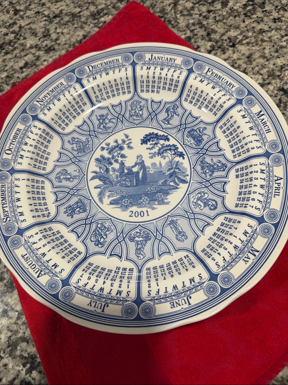 Spode Blue and White Decorative Calendar Plate